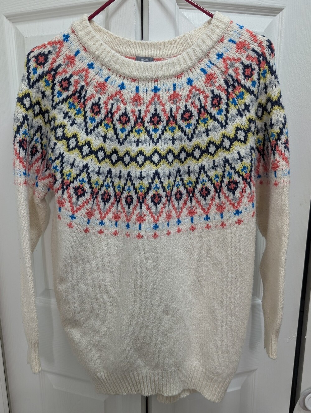 Aerie Cream Fair Isle Crewneck Sweater